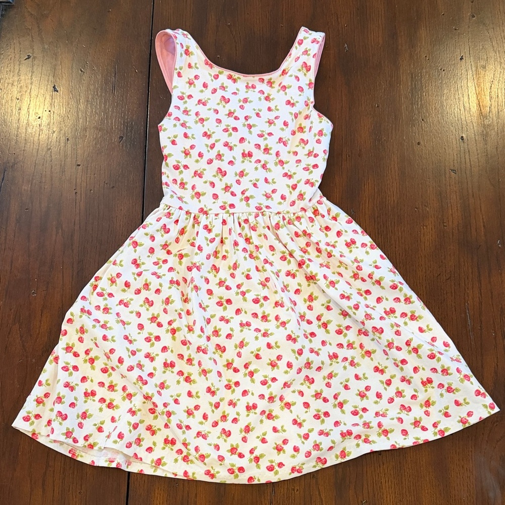 Polo Ralph Lauren Girls White Pink Strawberry Print Sleeveless Dress
